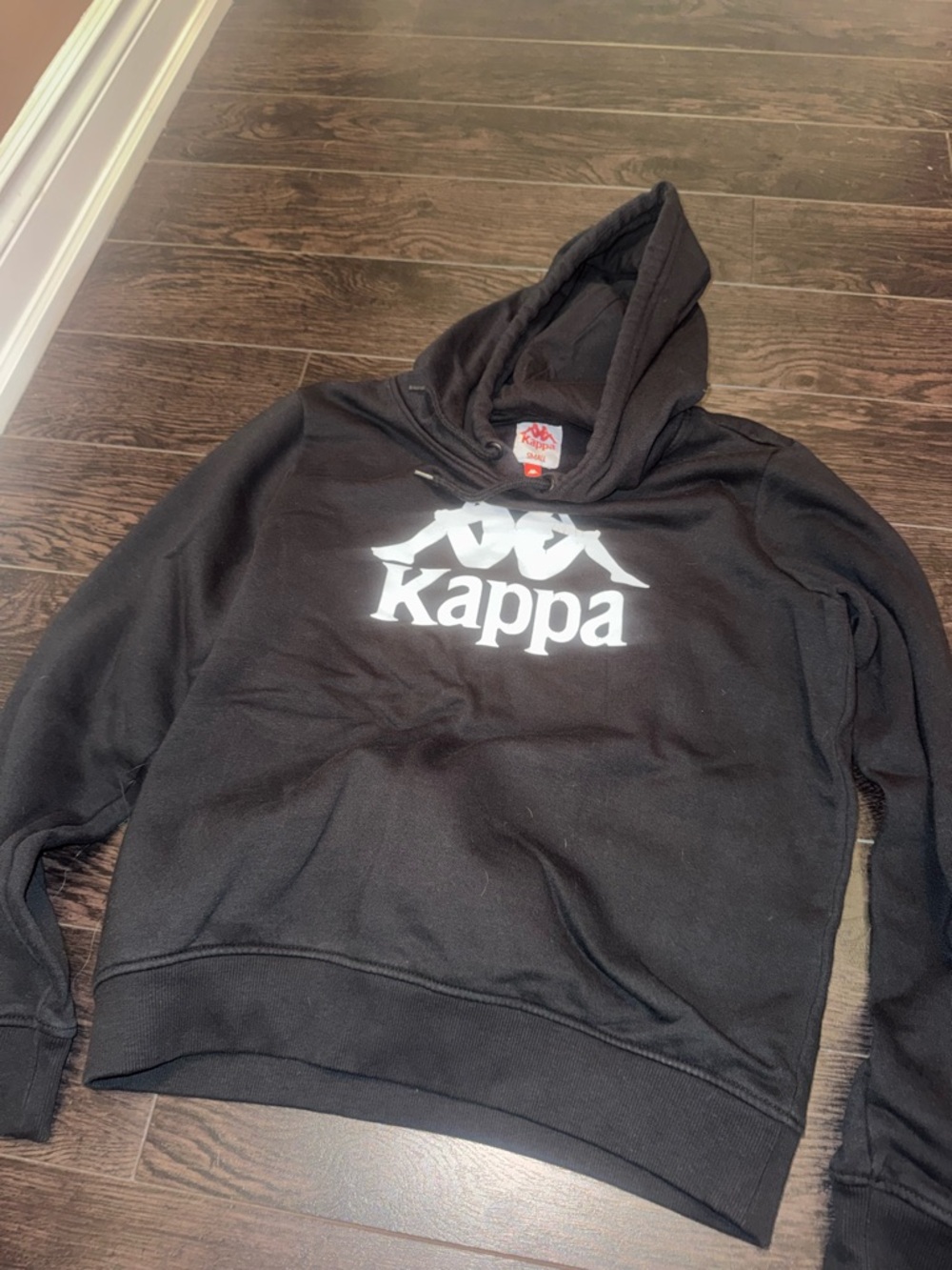 Kappa Black Pullover Hoodie with White Logo